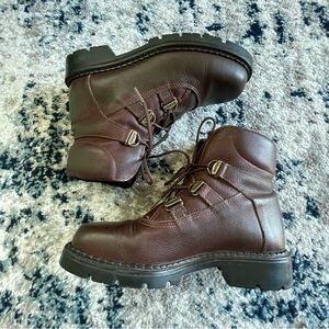 Sorel Brown Leather Lace-Up Ankle Boots
